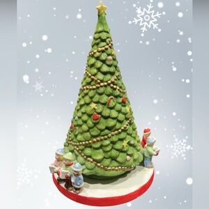 Sankyo Vintage Music Box Revolving Tree We Wish You A Merry Christmas